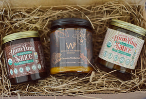 Vegan Sauce and Candle Gift Box