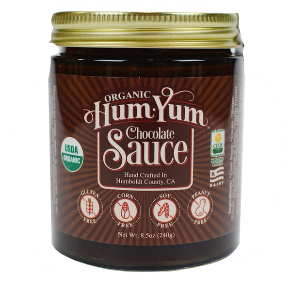 yummy Organic Chocolate Sauce, gluten free, GMO free, corn free, peanut